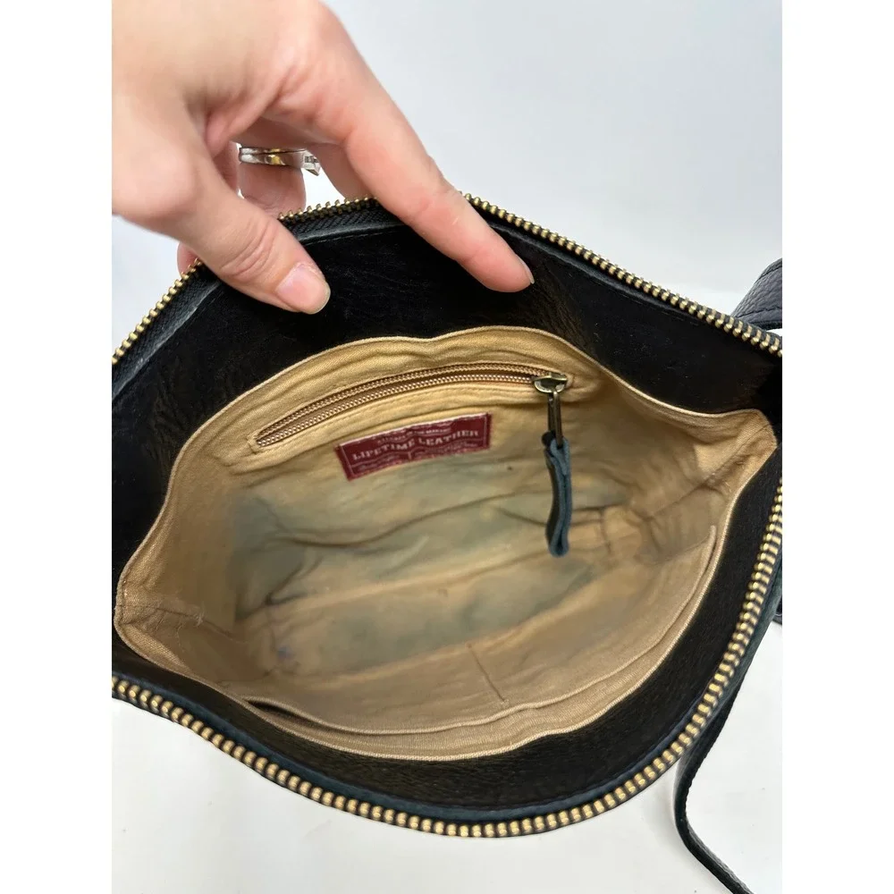 Lifetime Leather Sling Crossbody Black‎ Minimalist Full Grain